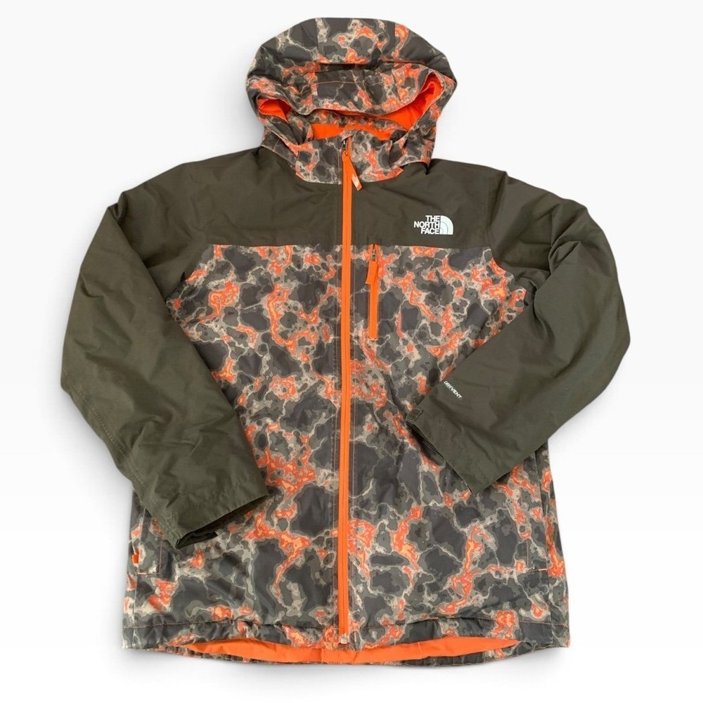 The North Face DryVent Jacket Kids XL 18/20 Green Orange Camo Insulated Coat